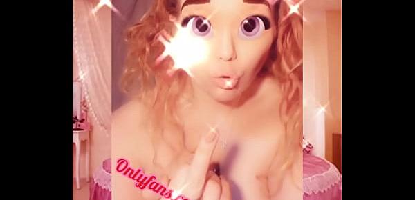  Humorous Snap filter with big eyes. Anime fantasy flashing my tits and pussy for you